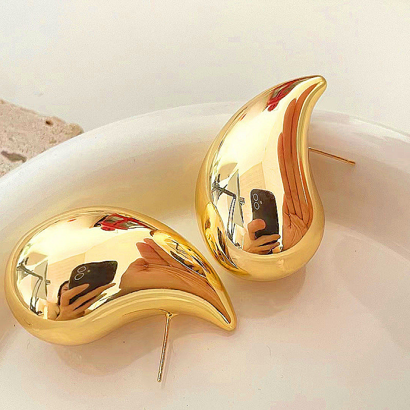 Water droplet hollow earrings size personalized earrings