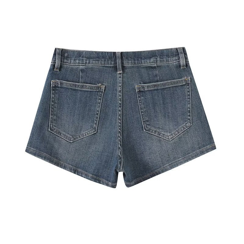 Casual loose vintage denim shorts for women