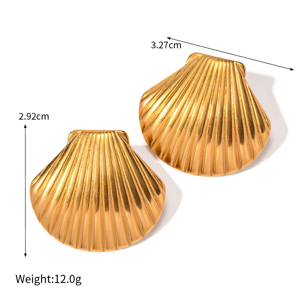 European and American Ocean Wind Shell Titanium Steel Earrings Gold Stainless Steel Earrings Highlight Ear Accessories