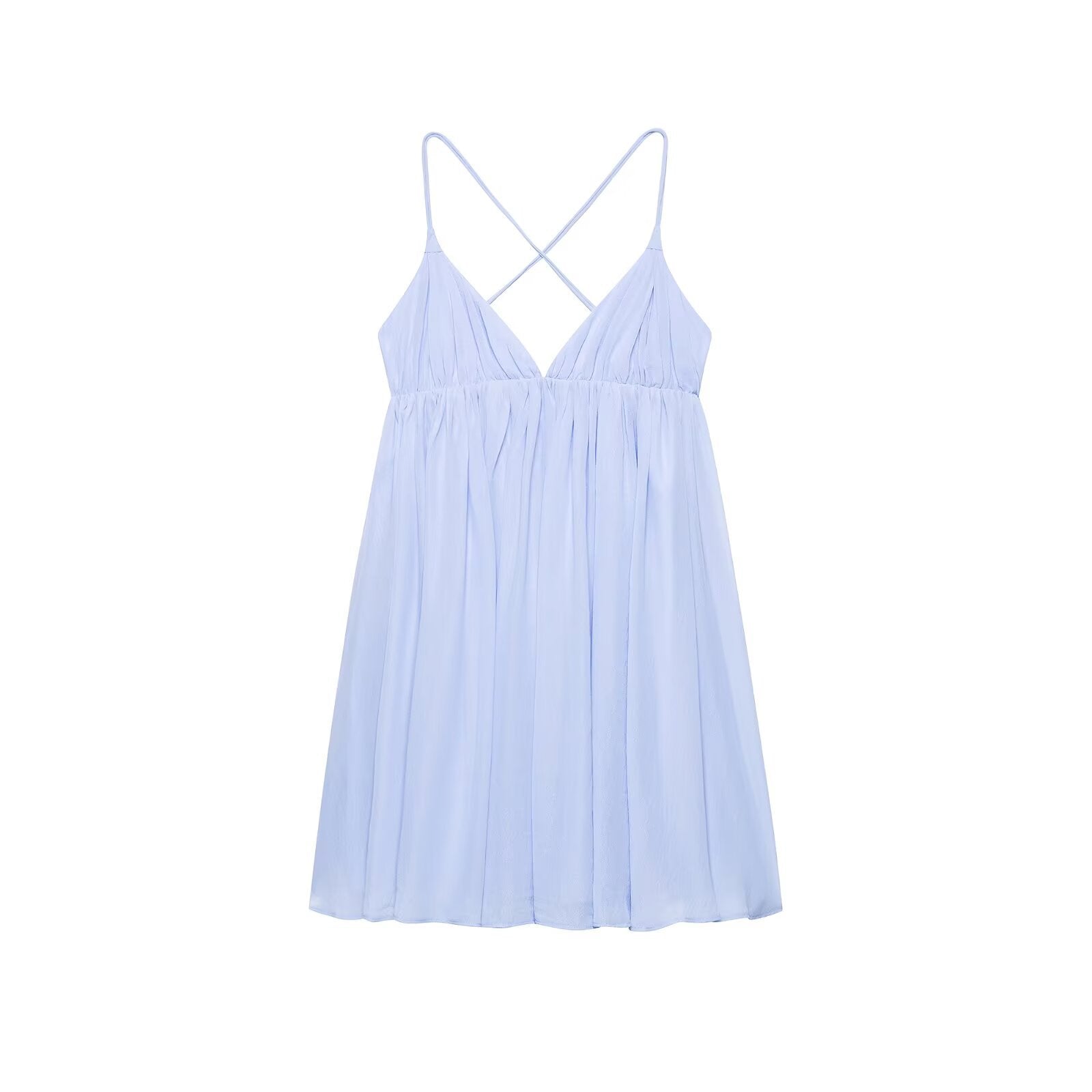 Backless cross strap camisole puffy dress for women