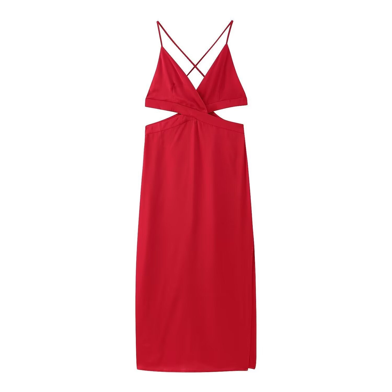 Cross backless waist hollow suspender dress for women