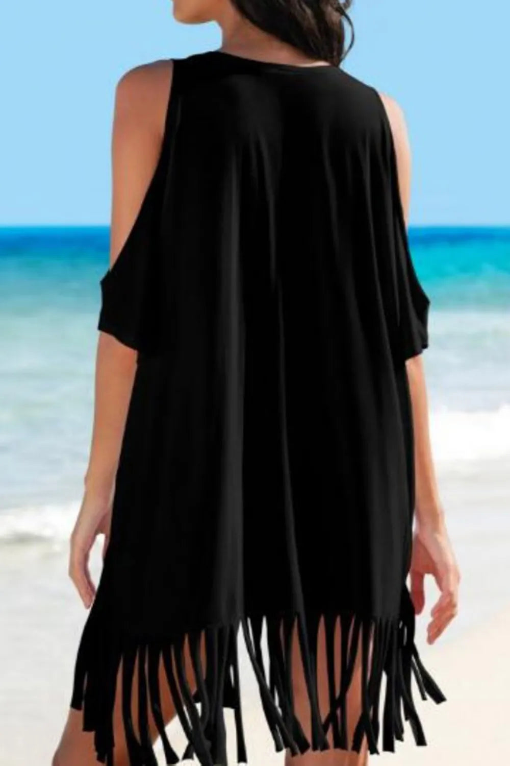 Off shoulder printed loose beach bikini swimsuit cover up jacket sunscreen short skirt