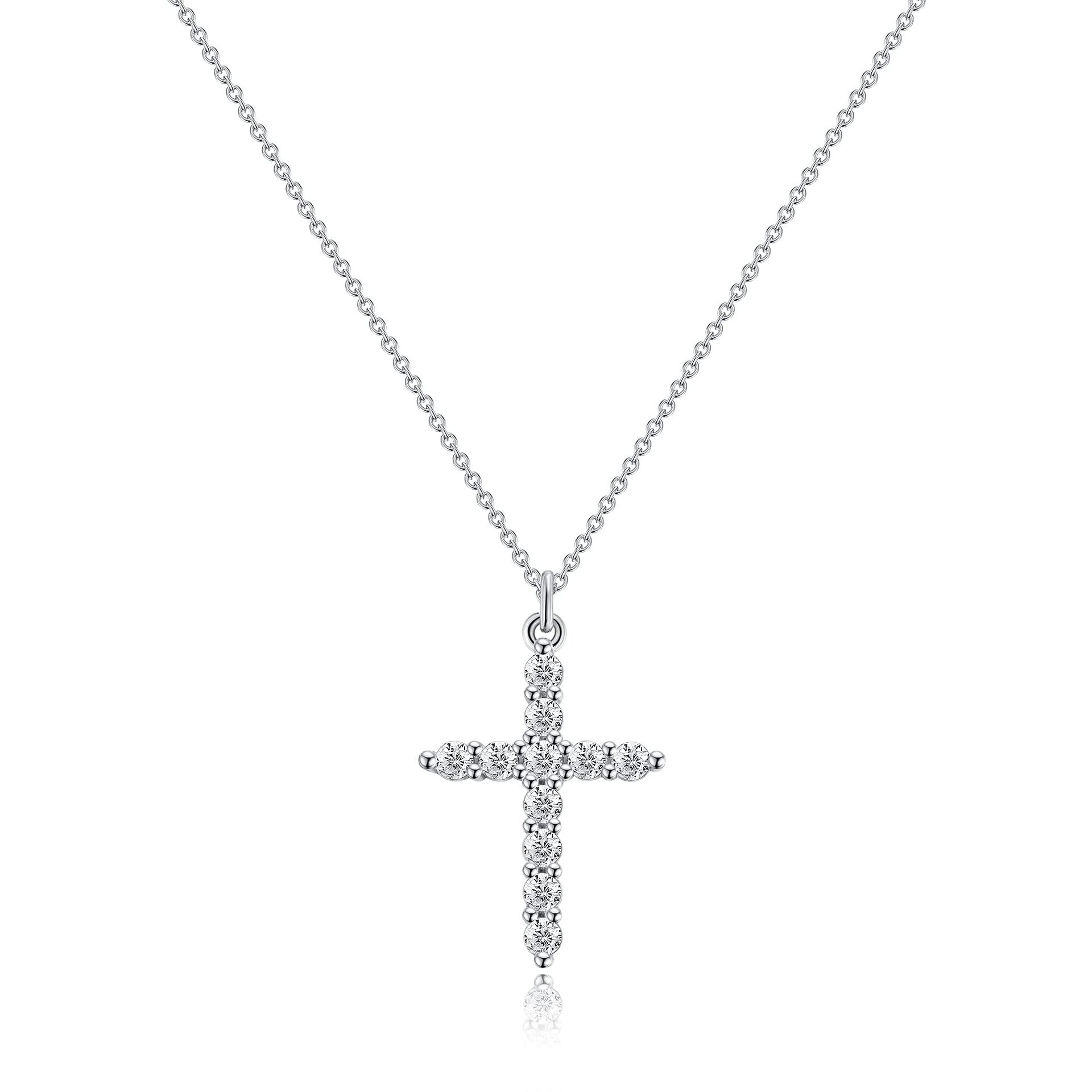 Stainless Steel Plated Genuine Gold Cross Pendant Necklace Full of Zircon Platinum 18K Gold Cross Necklace for Women