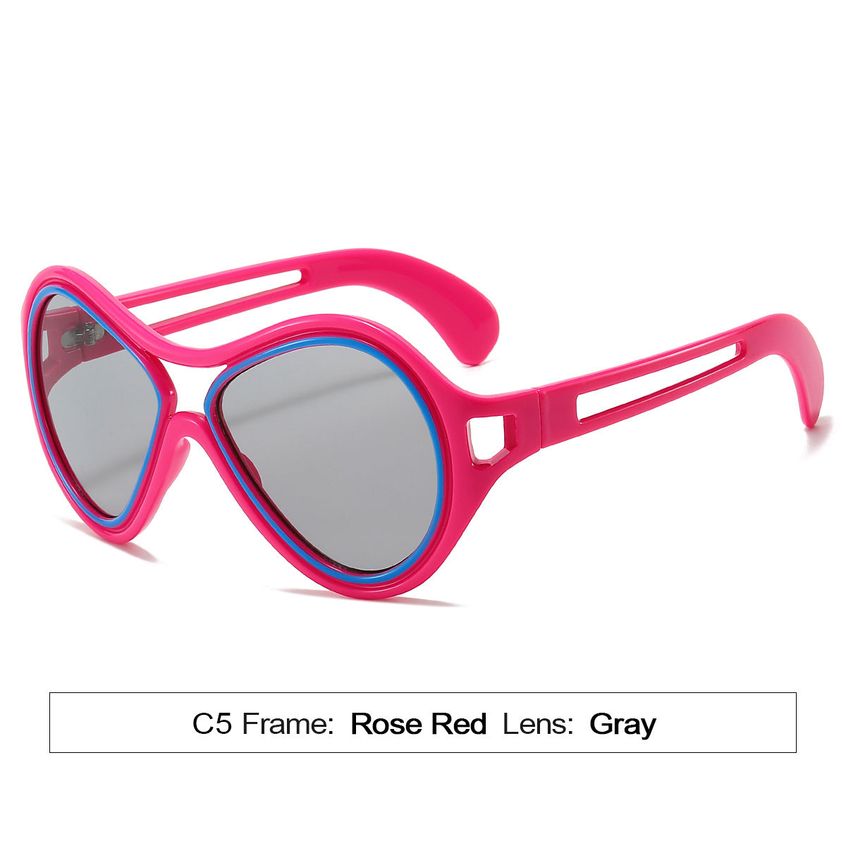 Neue europäische und amerikanische Sonnenbrille für Frauen UV400 Mode Doppelstrahl Rundrahmen Personalisierte PC Hohl Sonnenschutz Sonnenbrille