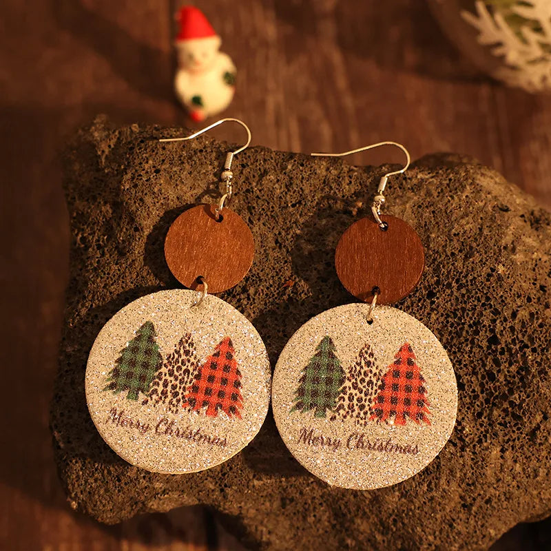 Weihnachtsbaum-Ohrringe aus PU-Leder